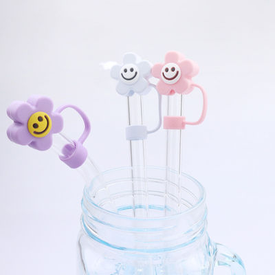 3D Flower Design ซิลิโคนสตรอว์คาป 100% Bpa ฟรี ไม่เป็นพิษ ปลอดภัย ซิลิโคน Toppers สําหรับถ้วยสตรอว์