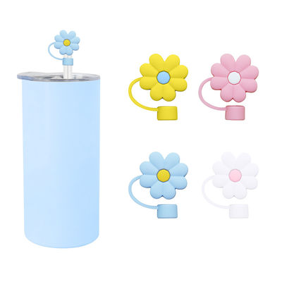 3D Flower Design ซิลิโคนสตรอว์คาป 100% Bpa ฟรี ไม่เป็นพิษ ปลอดภัย ซิลิโคน Toppers สําหรับถ้วยสตรอว์