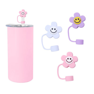 ดอกไม้ที่แตกต่างกัน ซิลิโคนหญ้าหญ้าหมวกหญ้าหมวก Toppers ครอบสําหรับถ้วย Tumbler