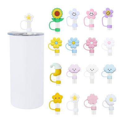 ดอกไม้ที่แตกต่างกัน ซิลิโคนหญ้าหญ้าหมวกหญ้าหมวก Toppers ครอบสําหรับถ้วย Tumbler