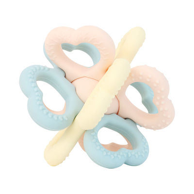2025 สีซิลิโคนใหม่ Custom Ring Soft 3D Kids Baby Rattle Toy BPA-Free Food Grade Teething Toys กระพริบกระพริบของเล่น