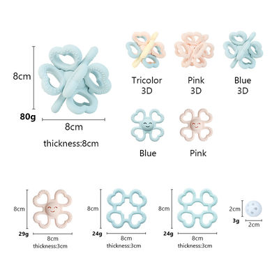 2025 สีซิลิโคนใหม่ Custom Ring Soft 3D Kids Baby Rattle Toy BPA-Free Food Grade Teething Toys กระพริบกระพริบของเล่น